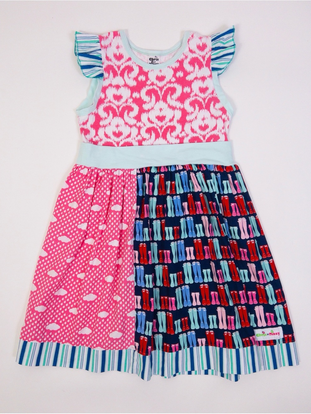 Chris N Missy Girls Size 10 Rainboots Dress! Handmade!